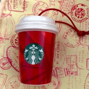 Starbucks Christmas Ornament Coffee Cup Ceramic Large Logo